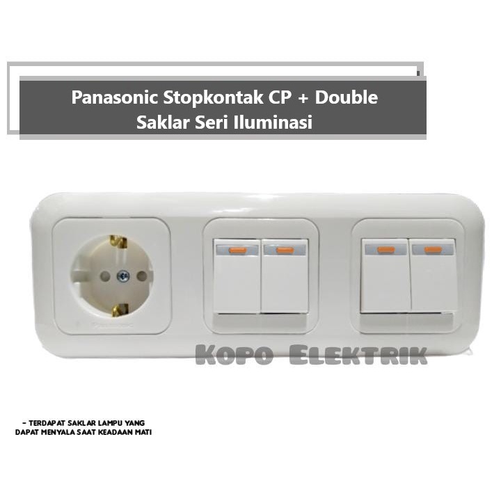 Panasonic Stopkontak CP + Double Saklar Seri Iluminasi Tanam Wide