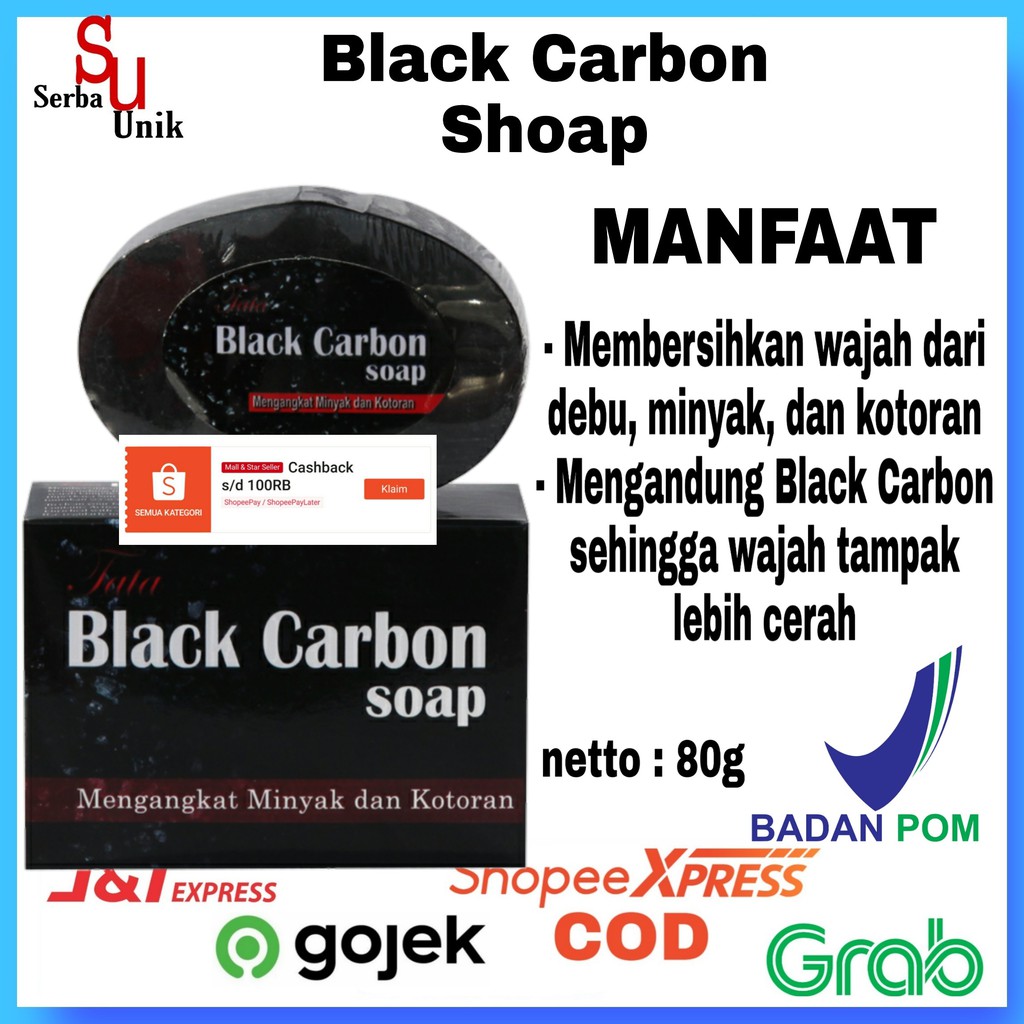 (BPOM) Sabun Batang Cuci Wajah/Muka Tata Black Carbon Soap 80gr