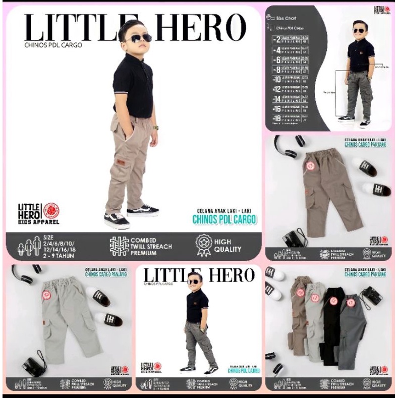 (1- 9Tahun) Celana Chino Cargo Pdl Panjang Anak Laki-laki Cowok Little Hero Chinos PDL 1-9 Tahun