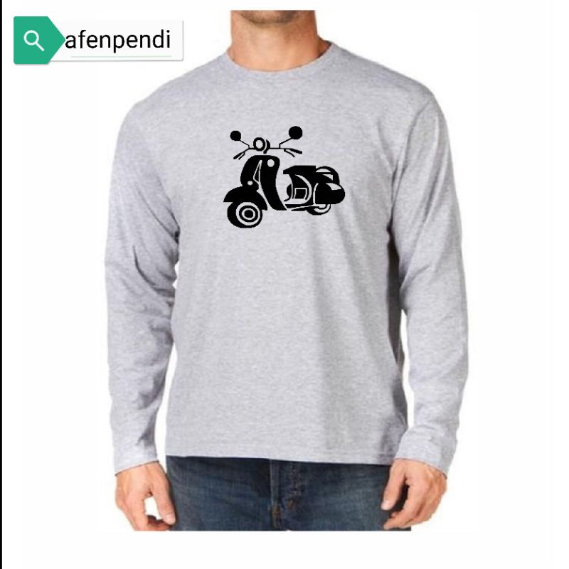 kaos pespa dewasa lengan panjang pria size m l xl baju motif vespa