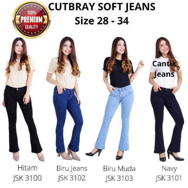  Celana  Jeans Cutbray  Wanita  Premium Stretch Shopee  Indonesia