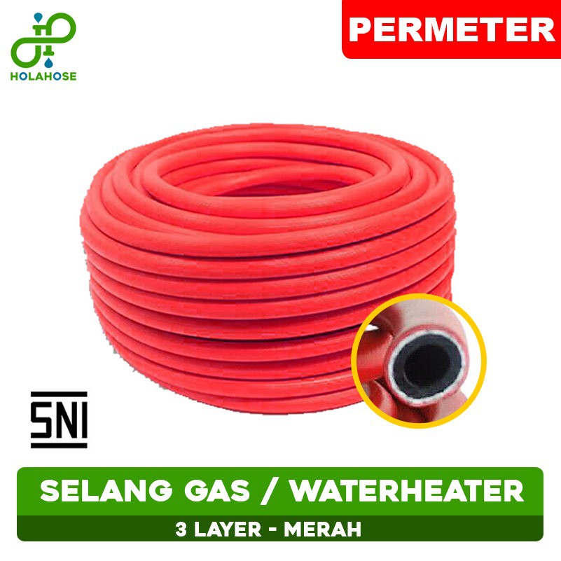 Selang kompor gas 3 lapis warna merah berkualitas SNI