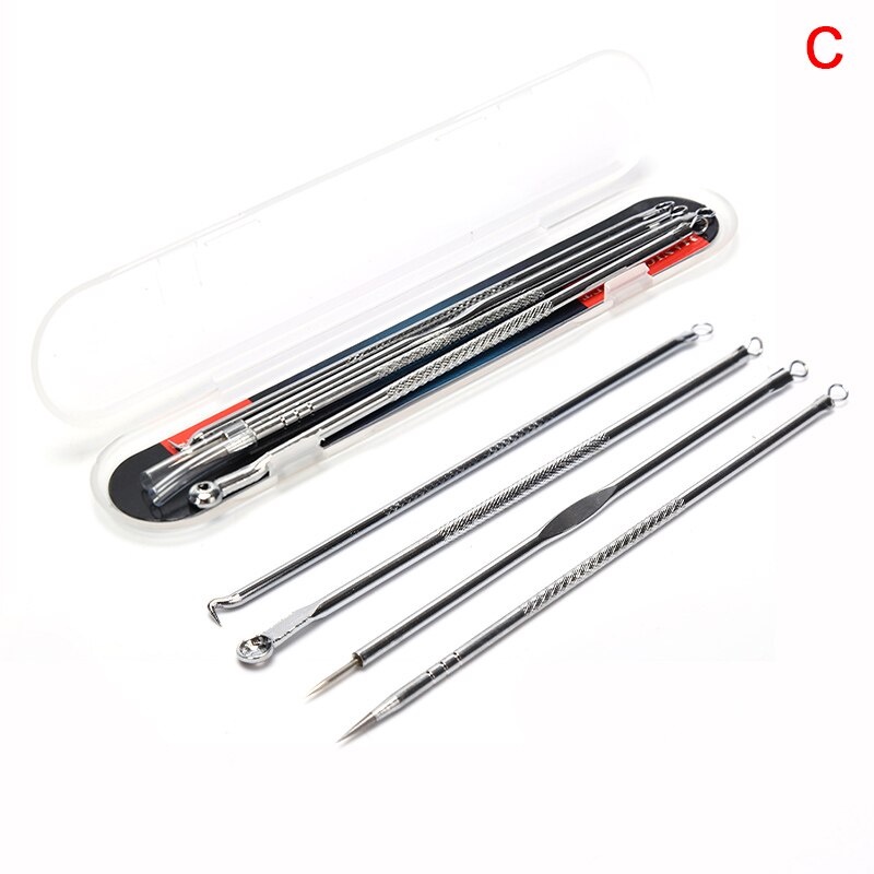 Pinset Alat Pencabut Komedo Set 4Pcs Pencetan Jerawat Pembersih Blackhead Stainless Steel