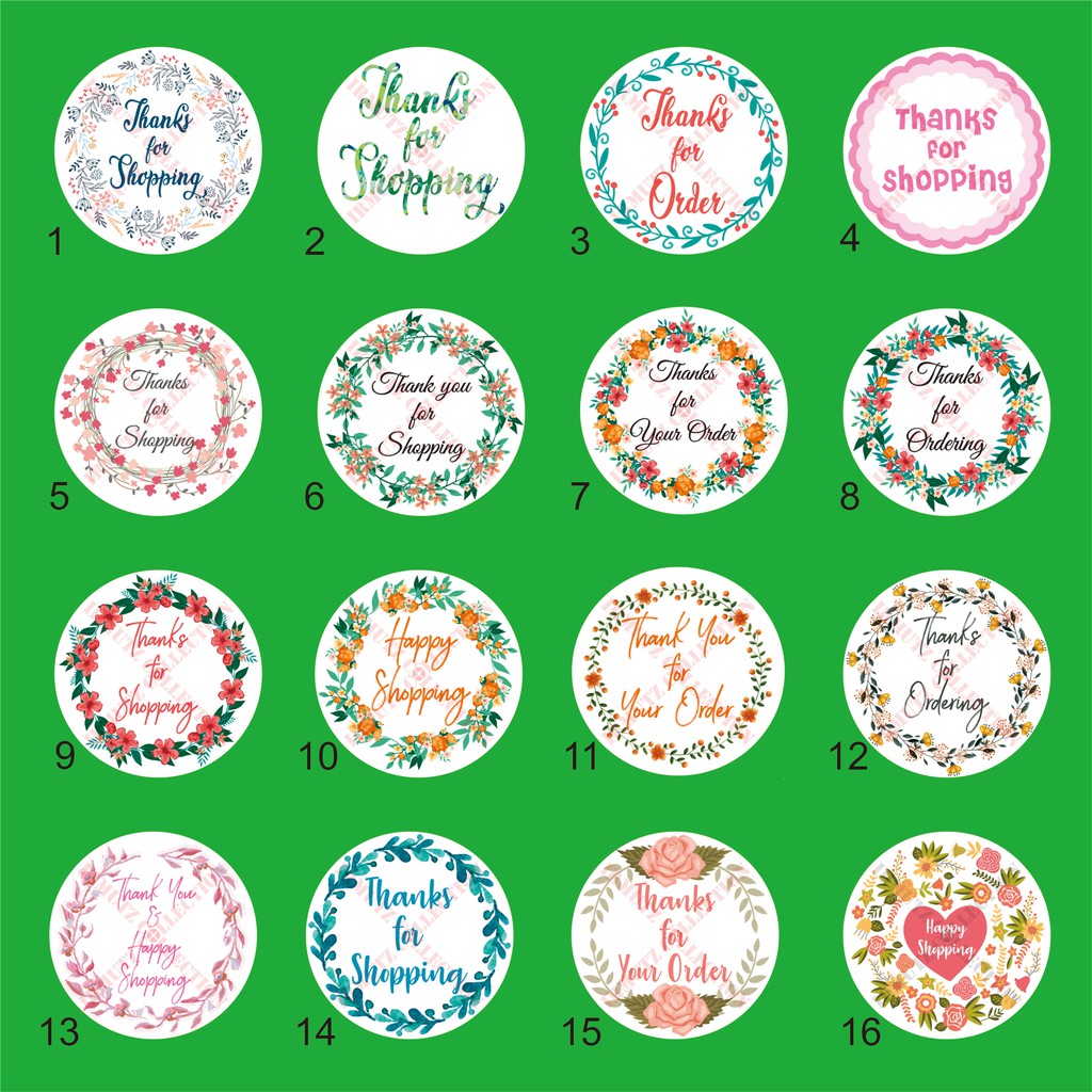 

Stiker bulat lingkaran transparan bening thank you for shopping
