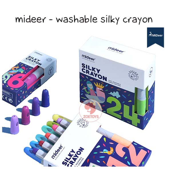 Zoetoys Mideer - Washable Silky Crayon 6 ct. 12 24 warna colors | Krayon Aman Body Face Painting | Cari Kado | Cari Kado Natal