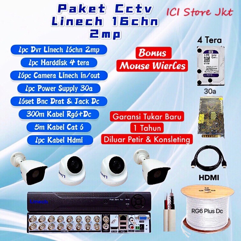 Paket Cctv 16 kamera linech 2mp