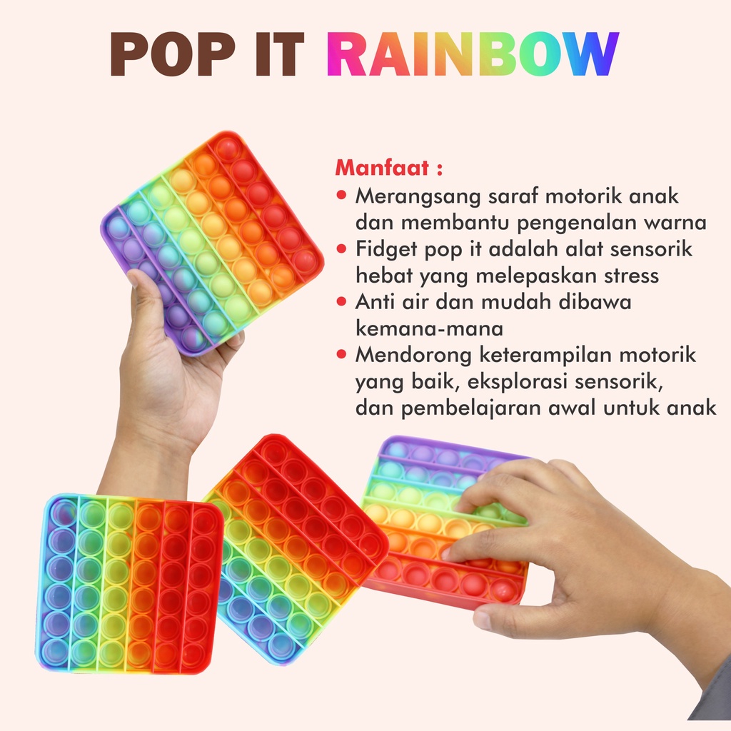 Mainan Pop it / Pop It Murah : Pop it Rainbow Unicorn Fidget Toy Push bubble Penghilang Stres Mainan Anak Murah-6