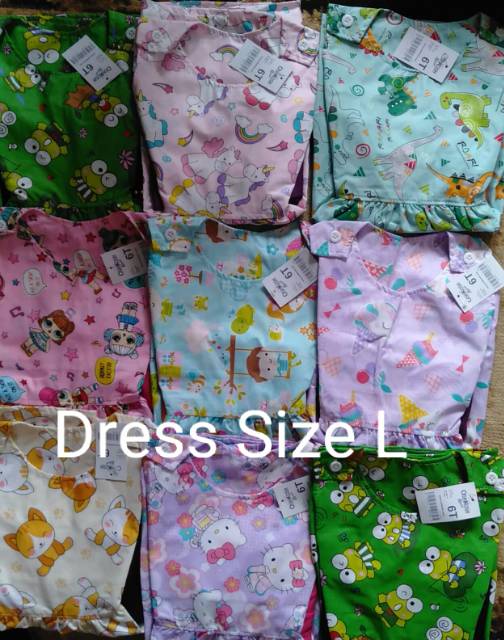 Stelan Dress Kancing (Pilih Motif)