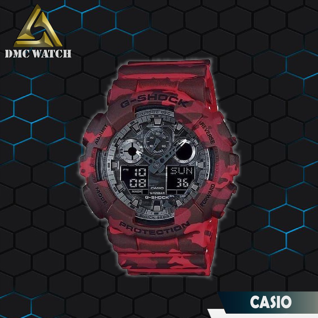 Jam Tangan Pria Casio G-Shock GA-100CM Red Army Original BM