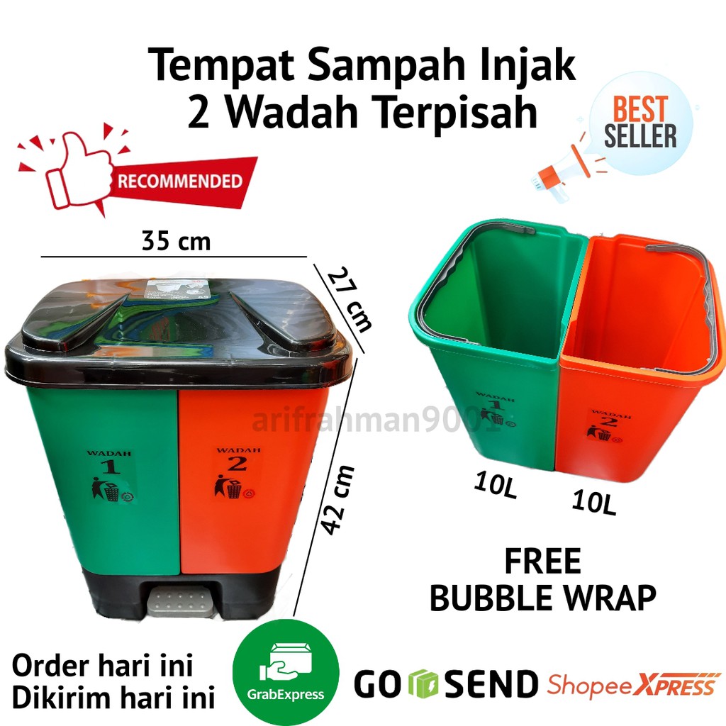 SALE!! TEMPAT SAMPAH INJAK 2 WADAH 20 LITER TEMPAT SAMPAH MEDIS MPW ORGANI DAN NON ORGANIK