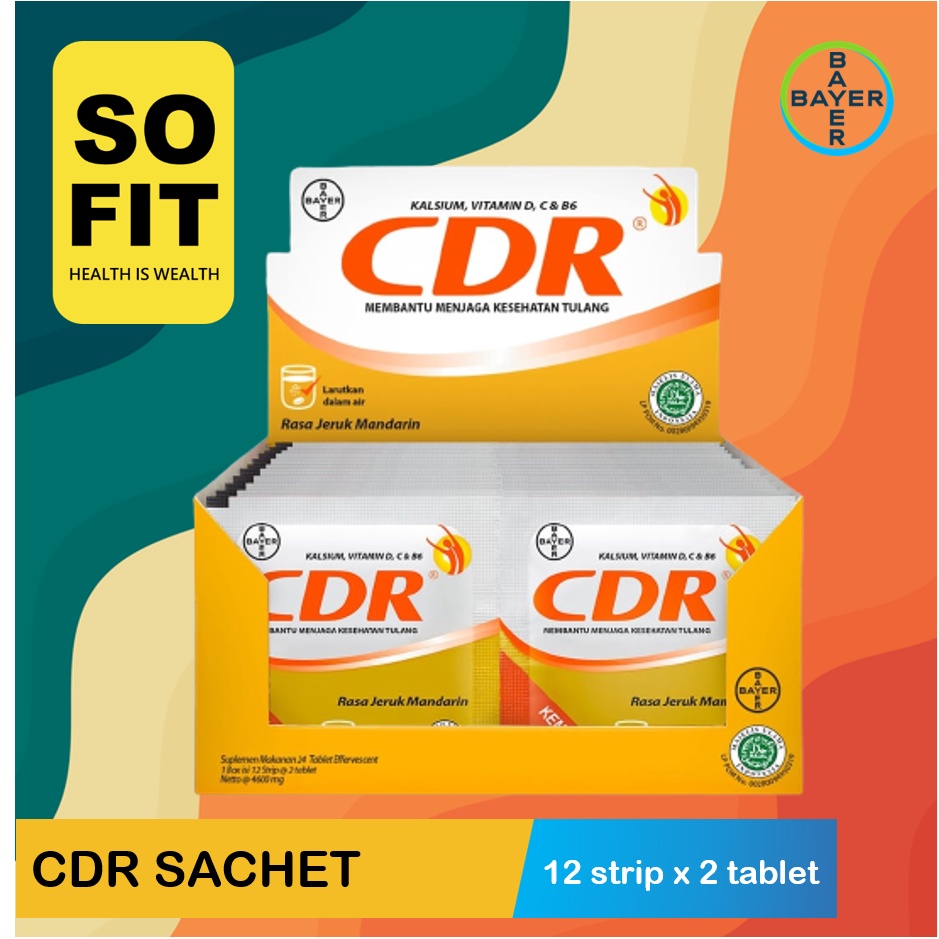 CDR Effervescent Calcium Isi 10 Tablet - CDR Suplemen Kalsium - Vitamin Tulang - Halal - Sofit