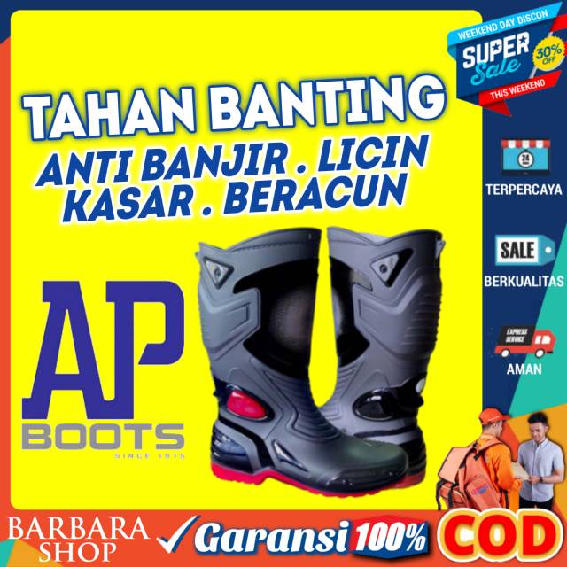 Sepatu Boots Karet Anti Tembus Air Banjir / Sepatu Karet Boots Motor Cross AP BOOTS MOTO 3 Original