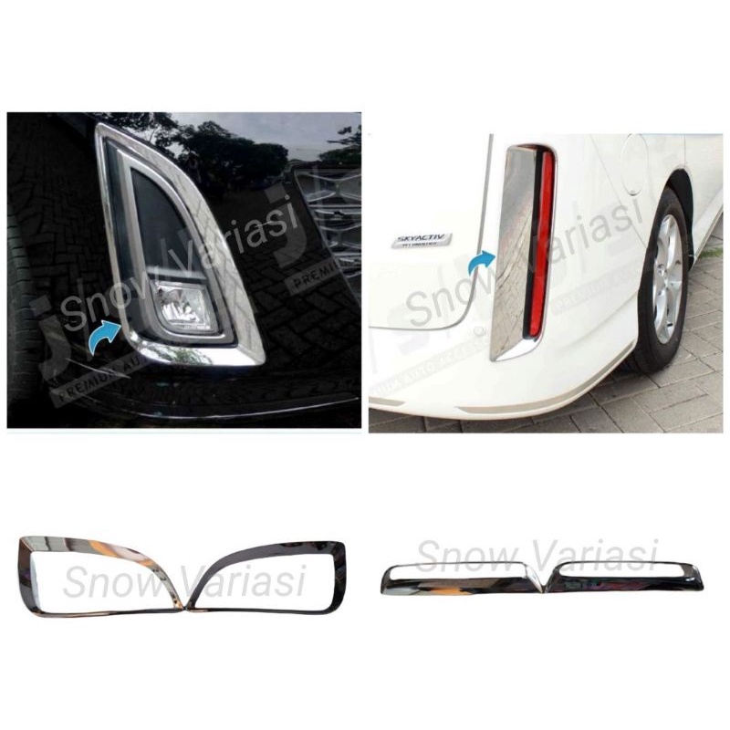 Paket Cover Lampu Kabut Reflektor Bumper Mazda Biante Chrome Jsl