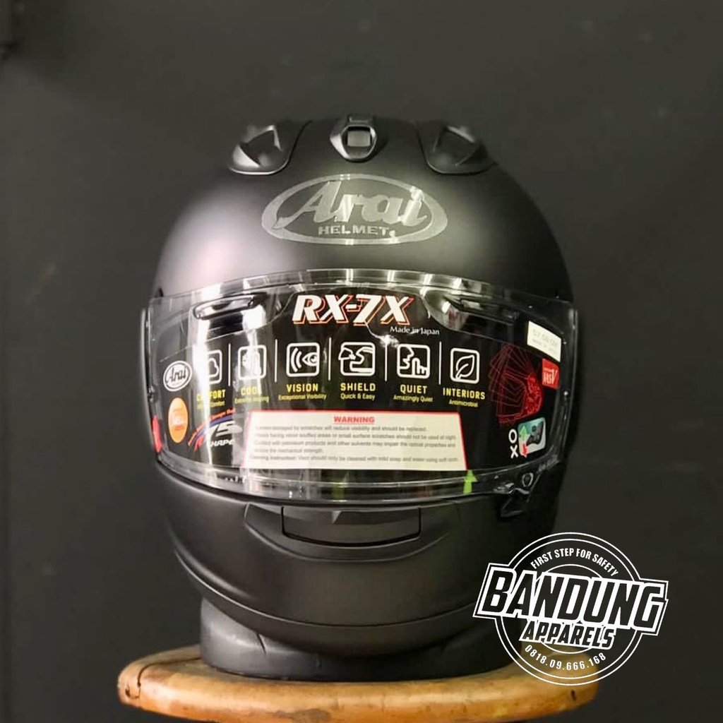 Helm Motor Full Face Arai Rx7x Flat Black Hitam Doft Original SNI Japan Helmet