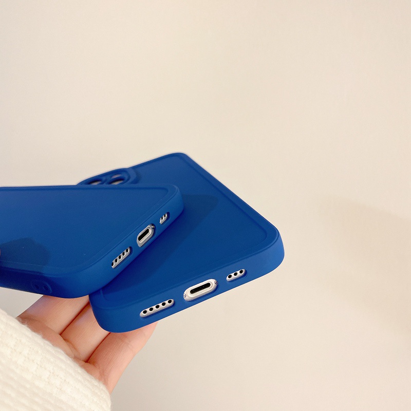 Korean Style！Pure Blue Color Soft Silicon Case OPPO F11 A52 A92 A9 A5 A31 2020 Reno 5 6 Simple Casing VIVO V15 V20 Pro S1 Y12S Y20 Y20i Y20S Y20A Y12i Y11 Y12 Y15 Y17 Y19 Y50 Y30 Y30i Xiaomi Redmi Note 7 8 Pro Camera Protector