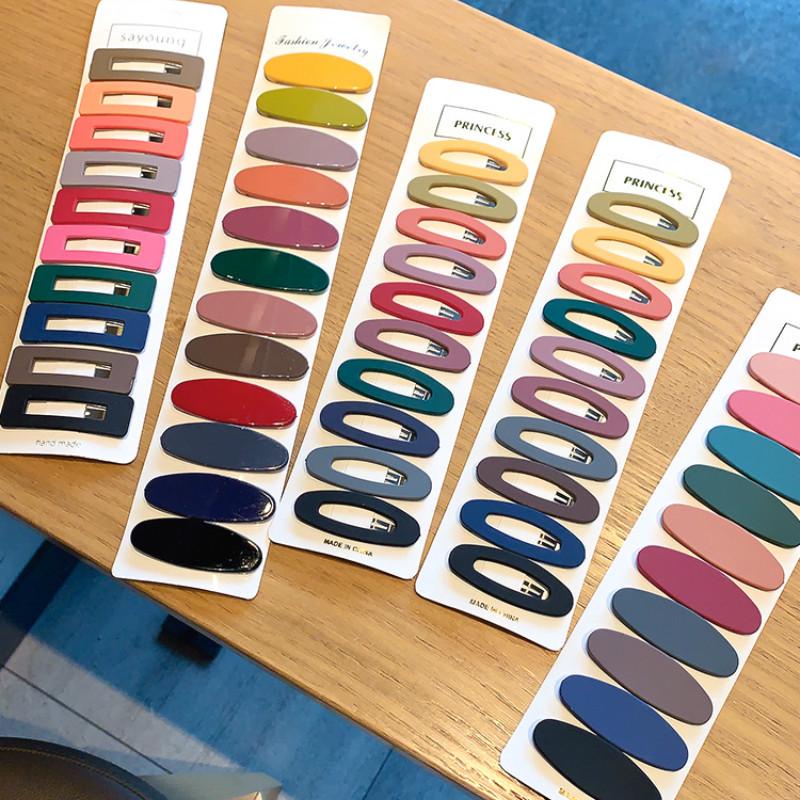 [Ready Stock] 10 Pcs/Set Women Korean INS Style Acrylic Simple BB Hair Clip Girls One Word Cute Bangs Folder Macaron Candy Colors Back Of Head Hairpin