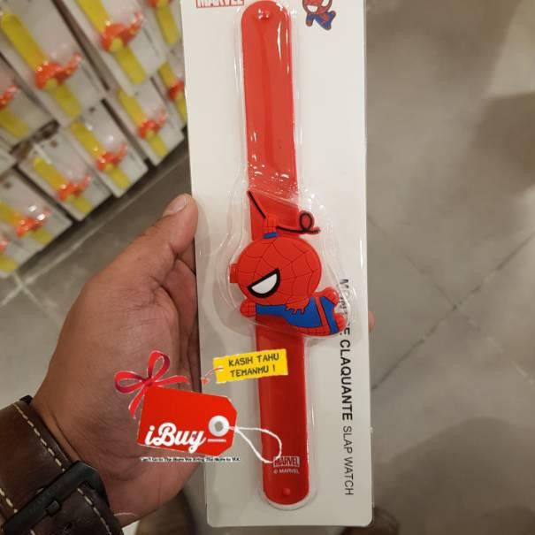 Populer Miniso Spiderman Cute Slap Watch Jam Tangan Red XYU
