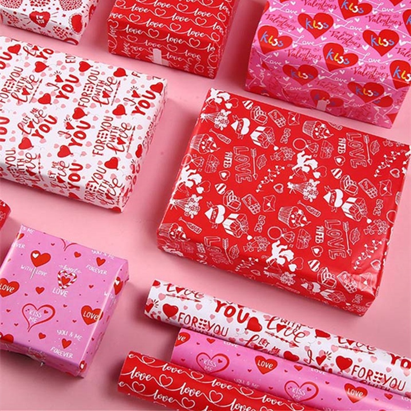 50*70cm DIY Love Heart Gift Wrapping Paper Birthday Gift Flower Bouquet Wrapping Papers for Valentine's Day Birthday Wedding Party Decor