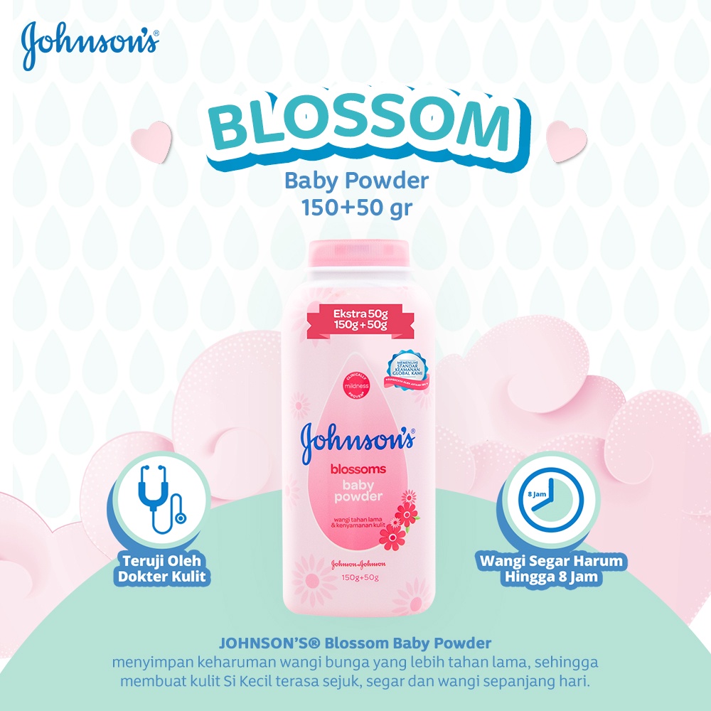 JOHNSON'S Blossoms Baby Powder - Bedak Bayi Extra Fill150+50gr