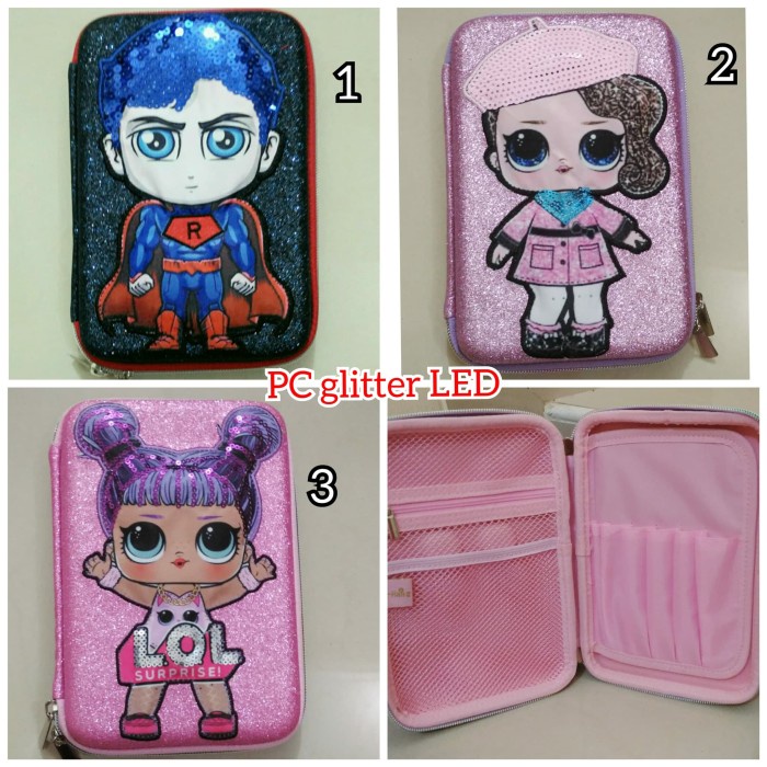 

[GRATIS ONGKIR] tempat kotak pensil pencil case hardcase Smiggle anak glitter LED - Biru Superman TERJAMIN