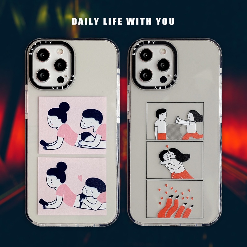 Casing Soft Case Motif Pasangan Untuk iPhone 11 / 12 / 13 Pro Max / 7 / 8 + / X / XR / Xs Max