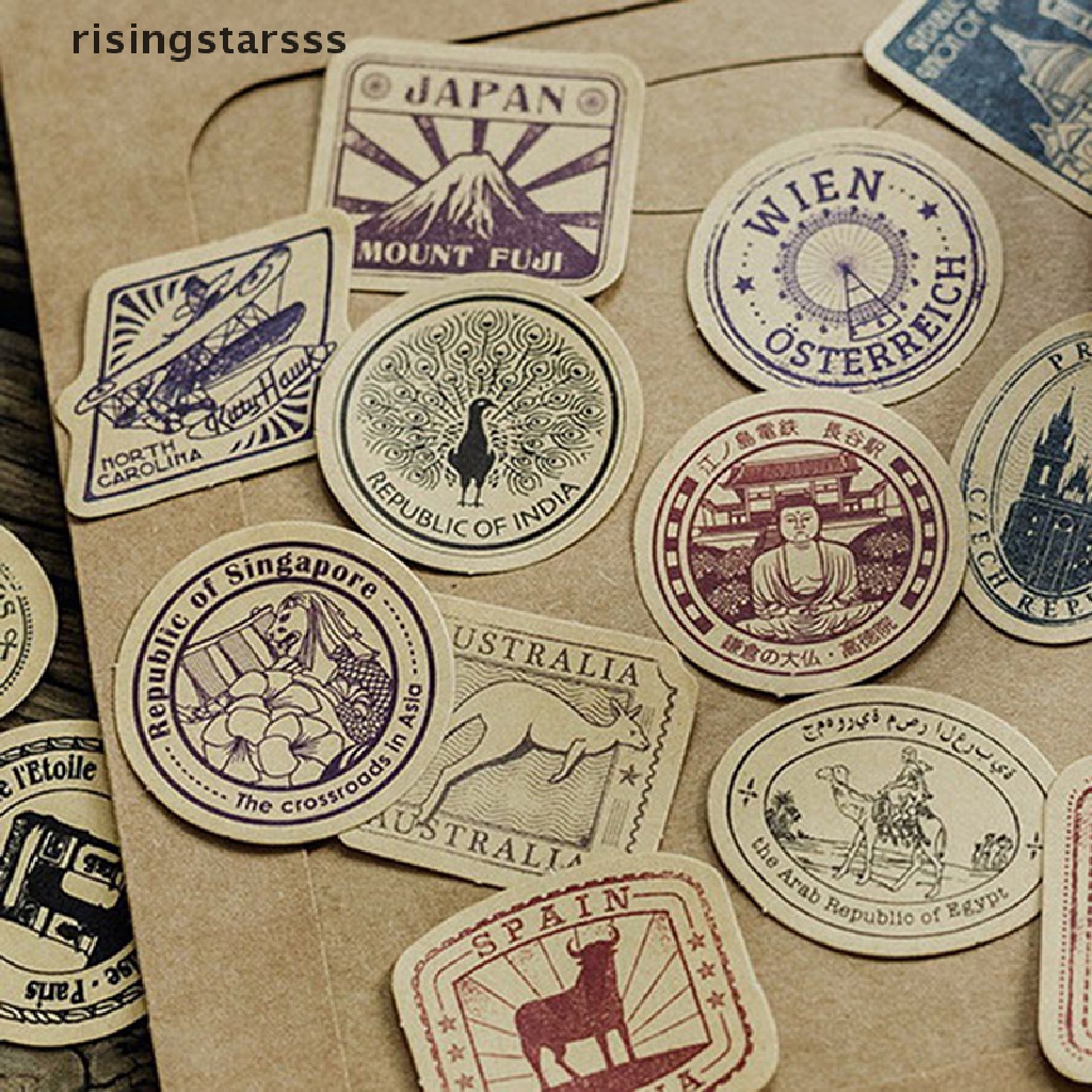 46pcs / Kotak Stiker Label Bahan Kertas Gaya Vintage Untuk Dekorasi Kemasan Hadiah