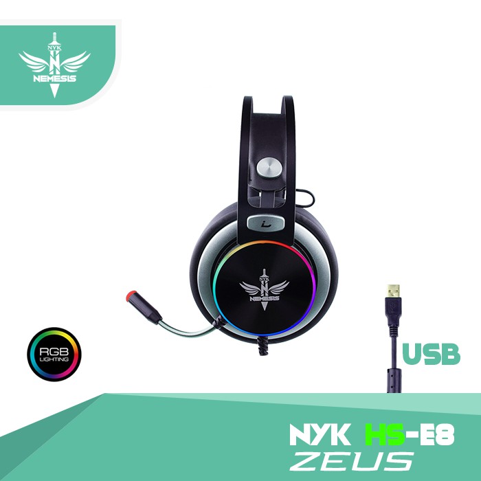 HEADSET GAMING NYK NEMESIS WIRED USB 7.1 RGB ZEUS HS-E8 - HEADPHONE