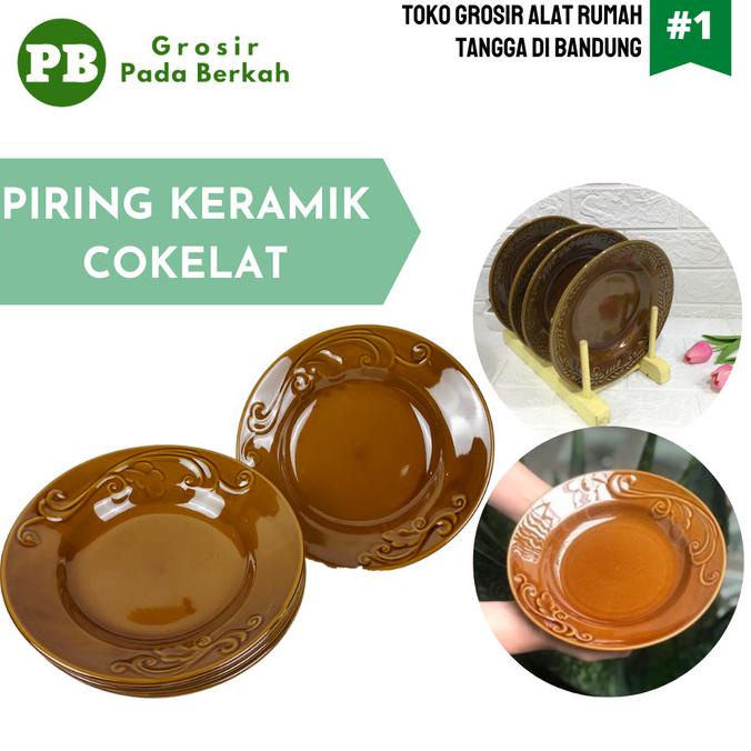 Jual Piring Makan Keramik Cokelat Piring Ukir Keramik Piring Ukir Satuan Shopee Indonesia