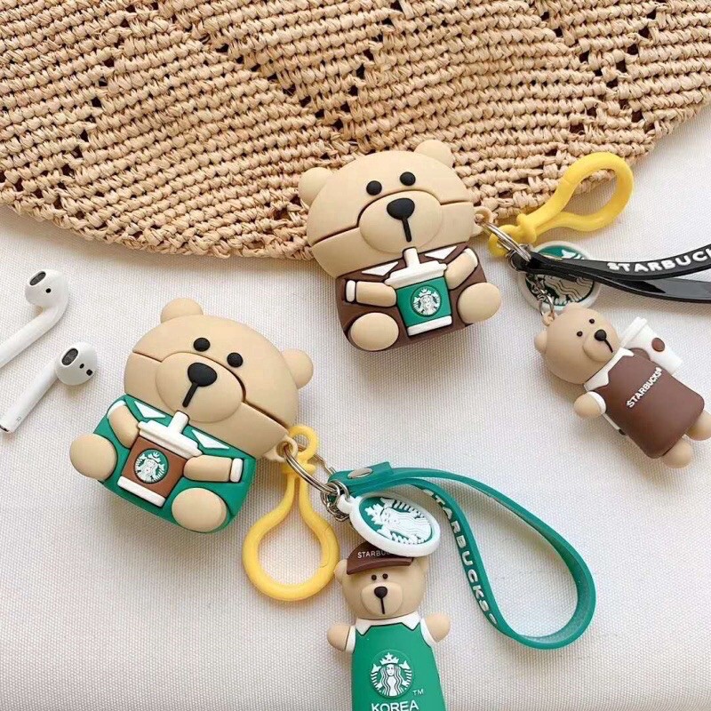 case airpods case bear beruang teddybear starbucks babybear lucu unik karakter paddington