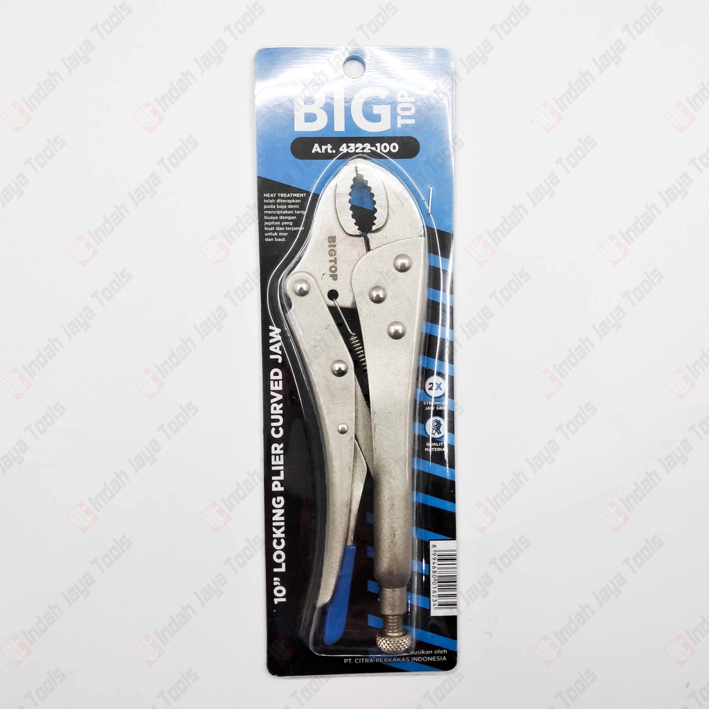 BIGTOP 4322-100 Tang Buaya Bulat 10 Inch Bengkok Locking Plier Jaw