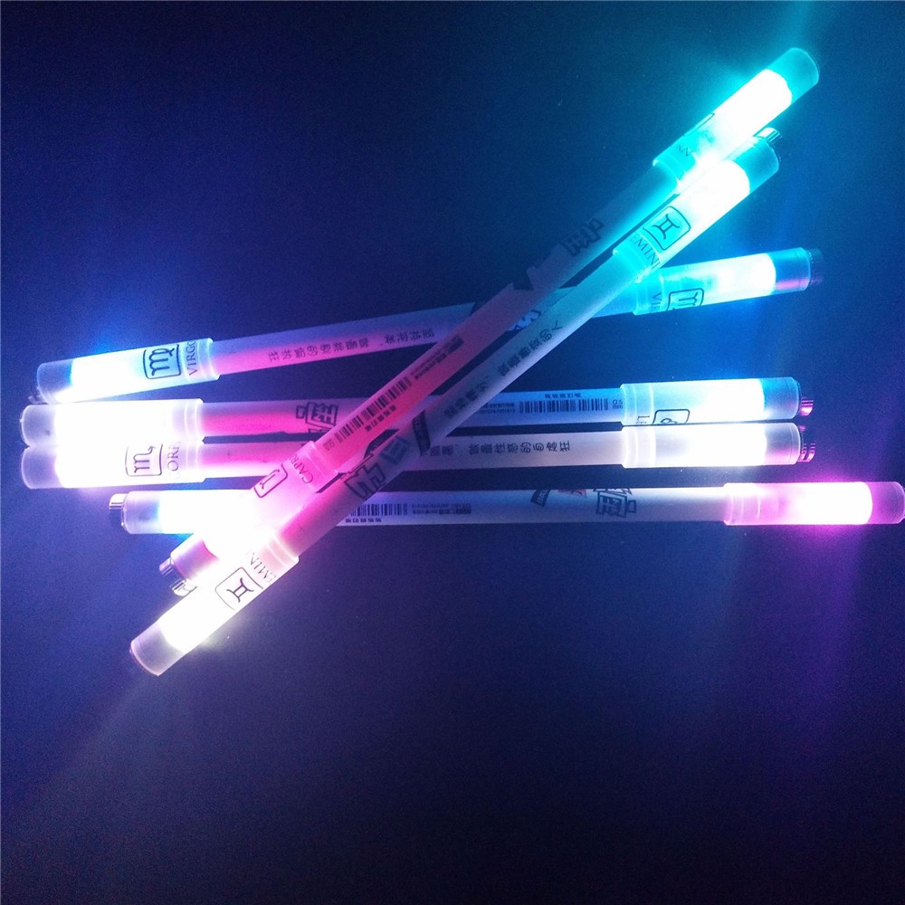 1pc Pulpen Gel Dengan Lampu Led Warnawarni Motif Rasi Bintang