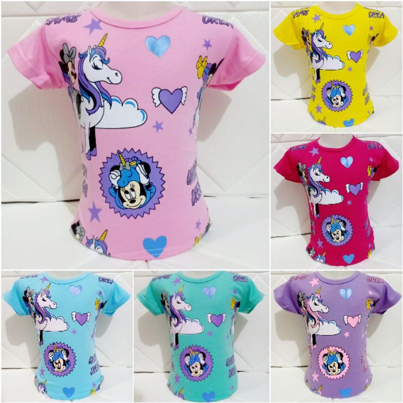 Kaos anak perempuann fullprint Unicorn usia 1-11 tahun