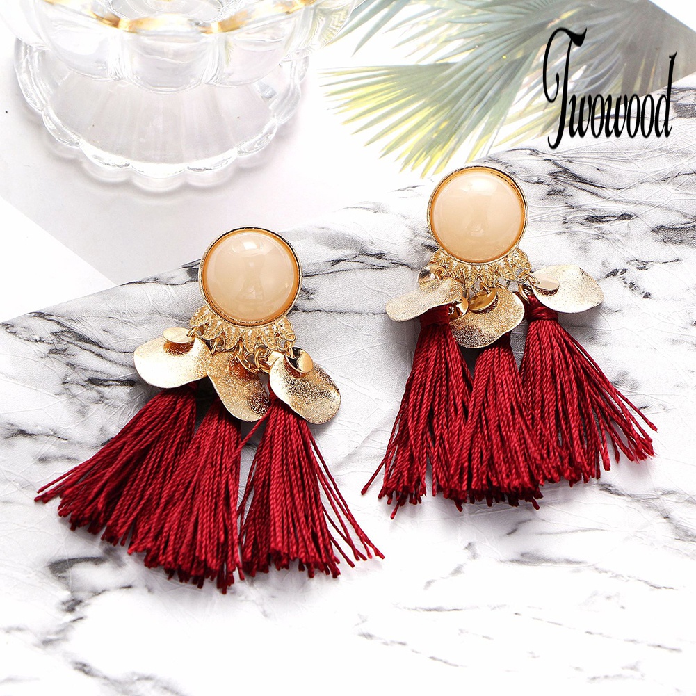 Anting Stud Rumbai Menjuntai Gaya Bohemian Untuk Wanita