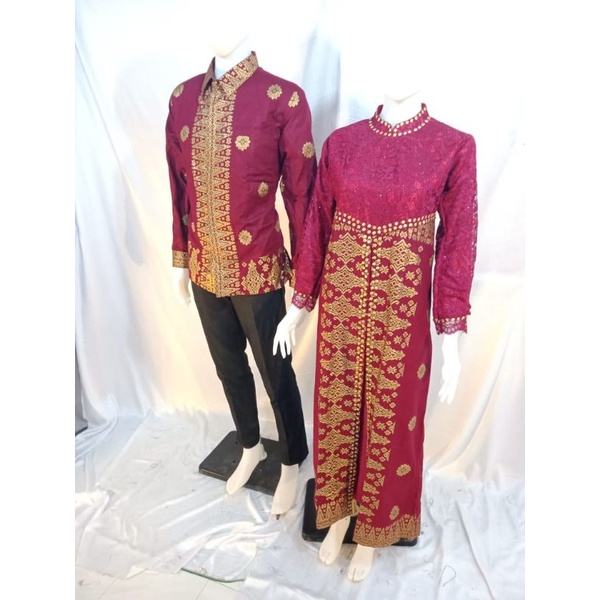 Batik Ashanty Maroon Gamis Brokat