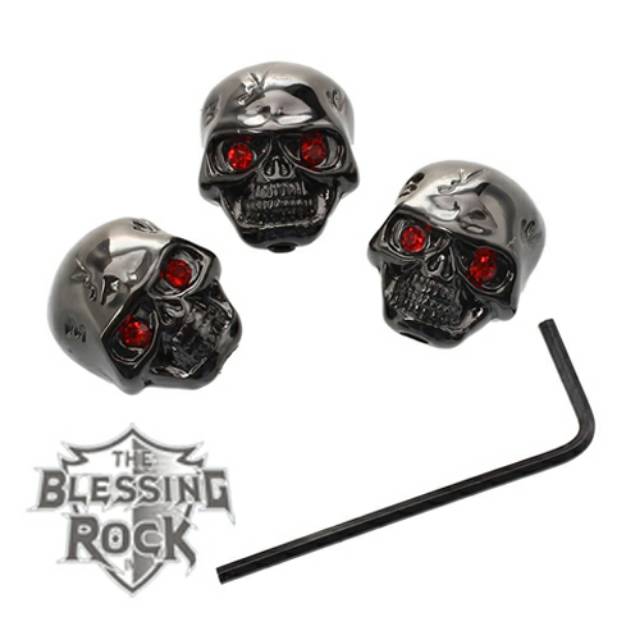 Knob Potensio Volume Gitar Tengkorak Hitam Besi Kunci L Black Skull