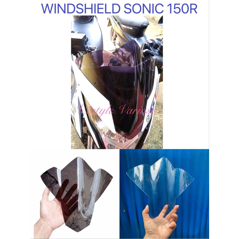 VISOR SONIC 150R JENONG WINDSHIELD HONDA SONIC 150 R KACA AKRILIK ORIGINAL 2MM PNP Visor sonic Jenong / winshiel Honda Sonic 150 R Model Jenong PISOR WARNA HITAM SMOKE RYBEN BENING CLEAR MIKA TAMENG BATOK MOTOR DEPAN WINSIL BATMAN SONIC MODEL TINGGI 24CM