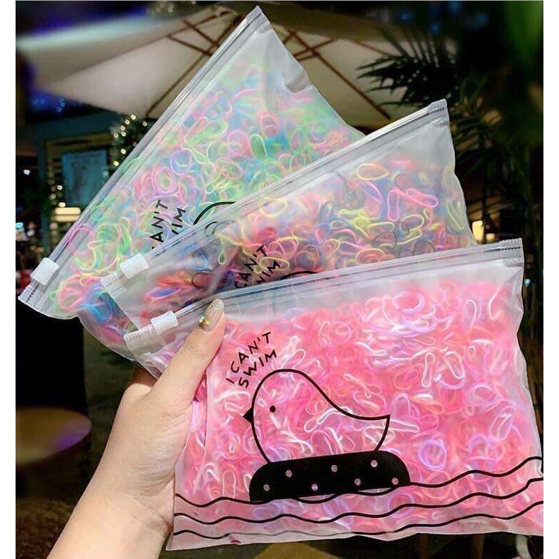 Ikat Karet Rambut 500 pcs / 1000 / 2000 Pcs Pc FREE Chicken Pouch Rubber Band Warna Warni Colorful