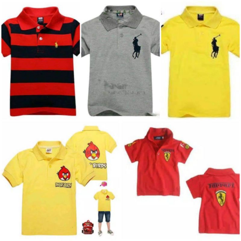 Kaos Anak Polo Polos Warna Kuning dan Ungu