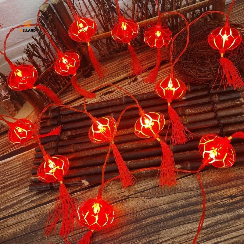 Lampu String Led Tradisional Warna Merah Tenaga Baterai Untuk Festival