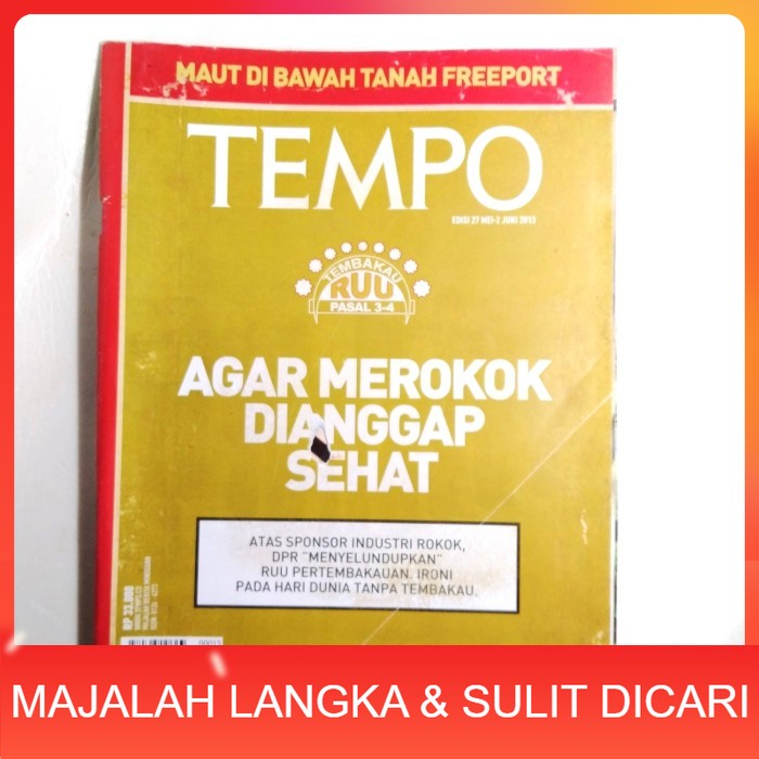 Majalah TEMPO No.13 Jun 2013 Cover AGAR MEROKOK DIANGGAP SEHAT Langka