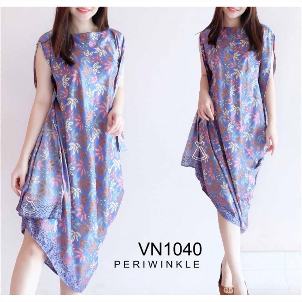 VN1040 - Dress Batik Kaftan Asimetris Best Seller