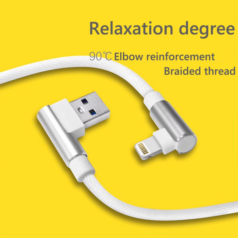 Kabel Charger Micro Usb Tipe C Model Siku Ganda Untuk Iphone Samsung Huawei Ipad