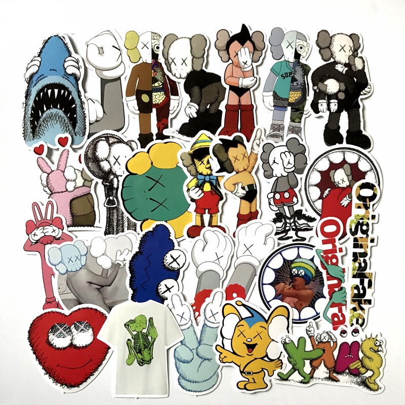 27Pcs Lot Stiker  KAWS Palsu Kreatif  untuk Skateboard 