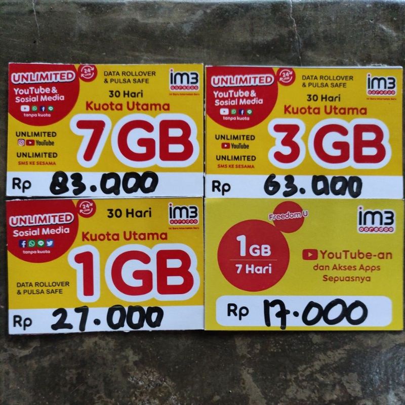 Voucher fisik Indosat Unlimited YouTube
