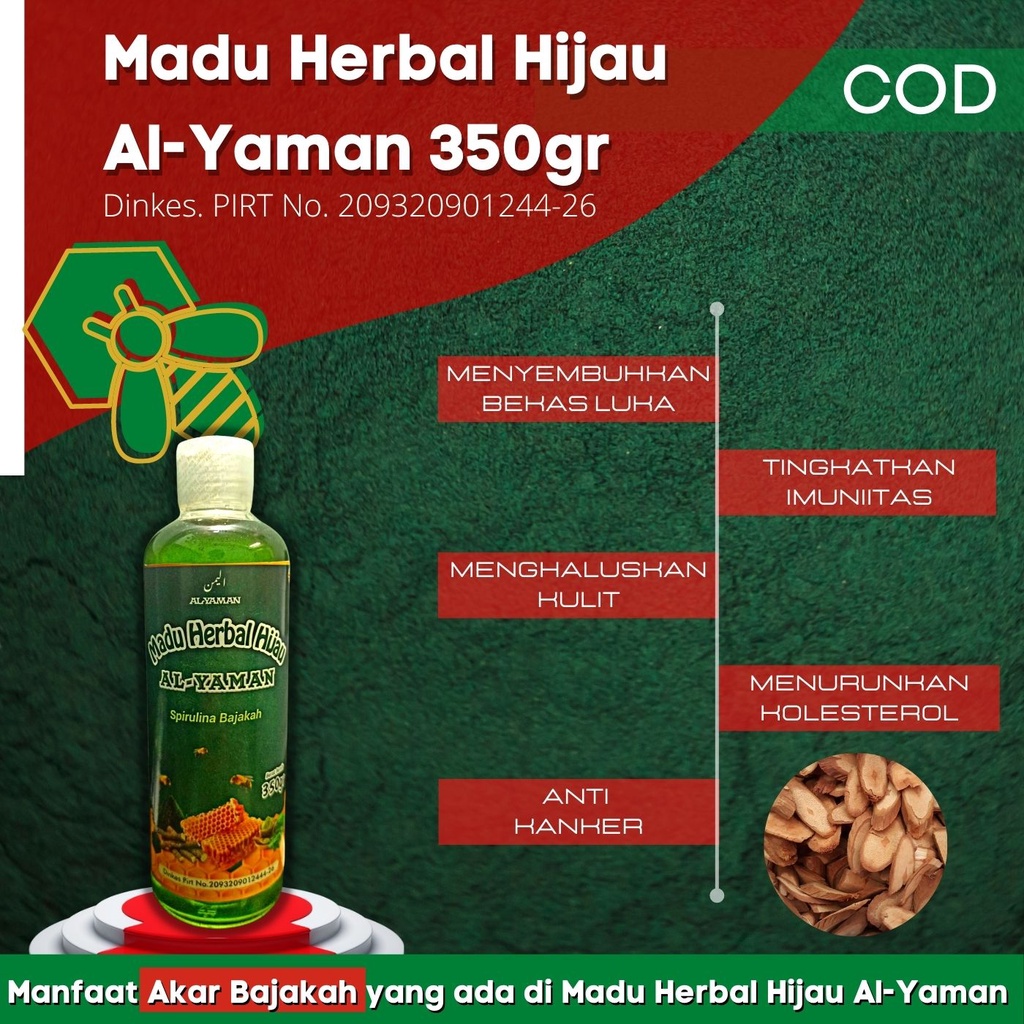 Madu Herbal green honey Madu Herbal Hijau Spirulina Bajakah Untuk Penyakit Maag asam lambung dan gred madu herbal hijau untuk masalah di lambung