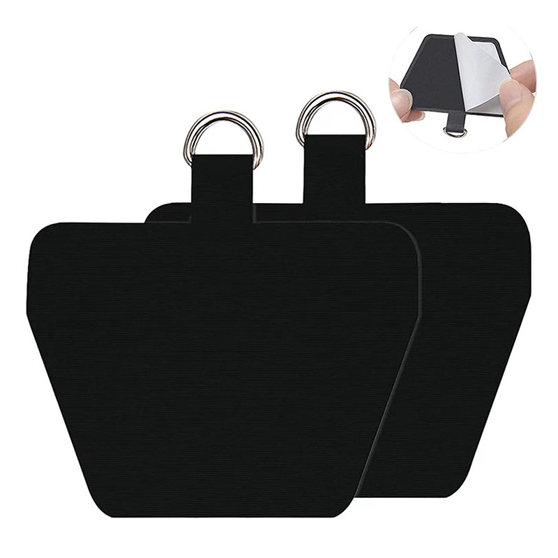 Hitam PU Pad Phone Tether Patch Perekat Ponsel Case Jangkar untuk Lanyard Anti-Drop Attachment (3 Pack)