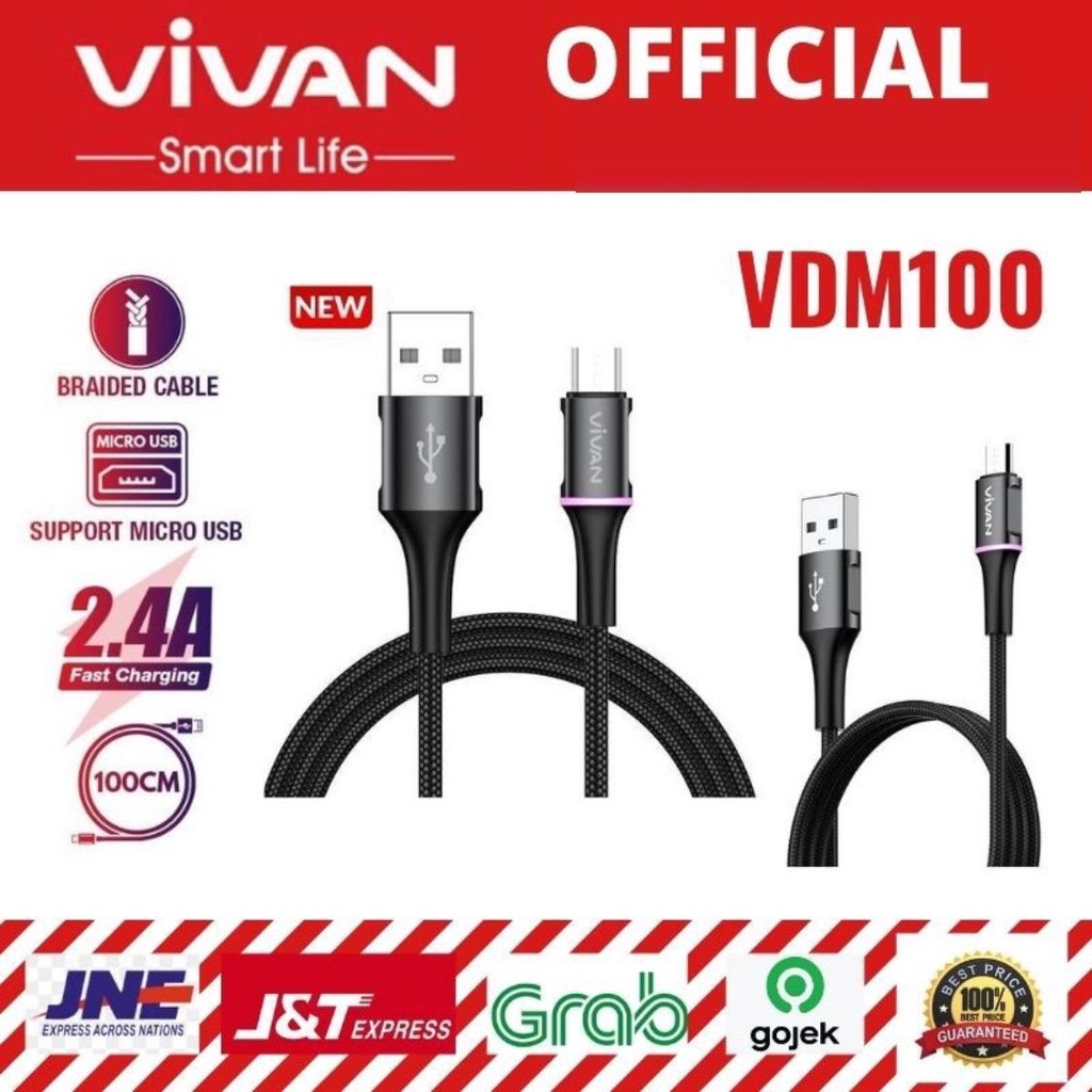 Vivan VDM100 Micro USB Data Cable 2.4A Quick Charge