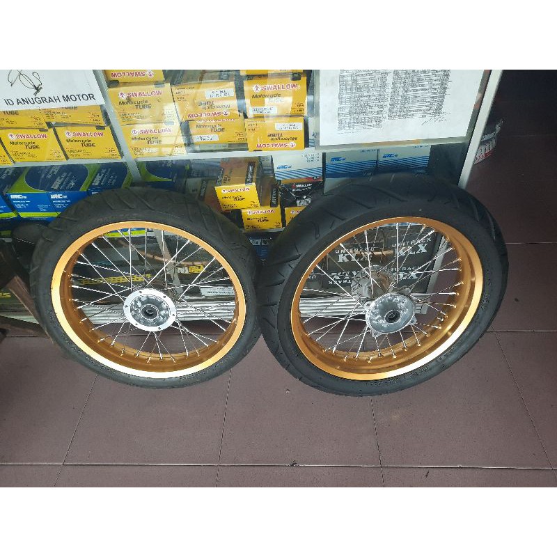whellset velg roda supermoto kawasaki klx warna gold