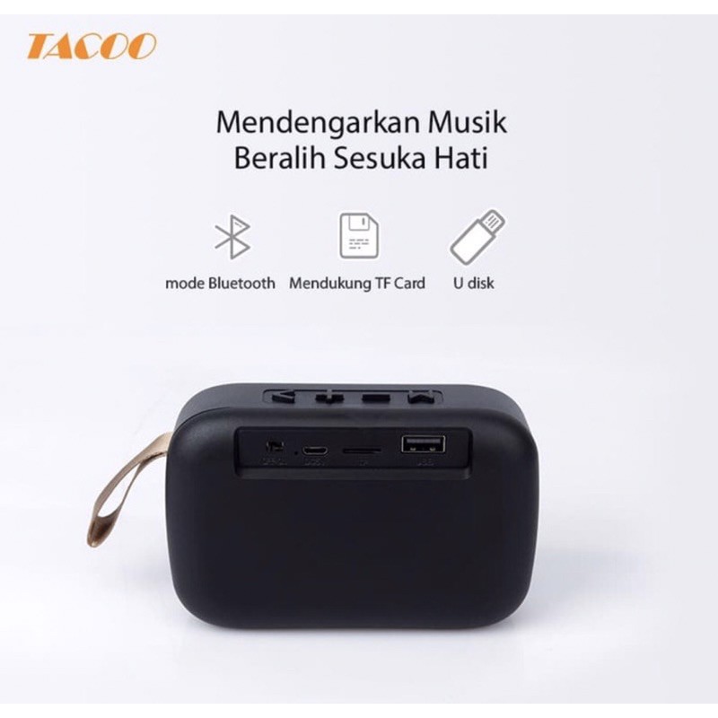 TACOO Bluetooth Speaker Wireless Deep Bass Hi-Fi Sound - hitam