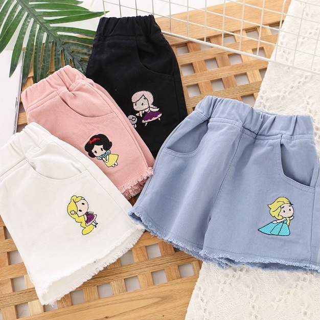 HNK Celana Pendek Princess Elsa Jeans Bordir Celana Anak Perempuan Import | Hotpants Kids